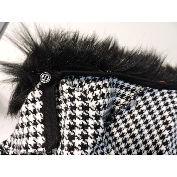 Lauren Michelle Houndstooth Cardigan Detachable Fur Collar - Picture 4 of 7